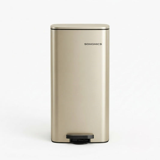 Poubelle Cuisine 30L Rectangulaire en Acier - Beige Sable - Design Élégant