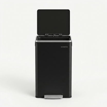 Poubelle cuisine 50L noire en acier – Design élégant et robuste
