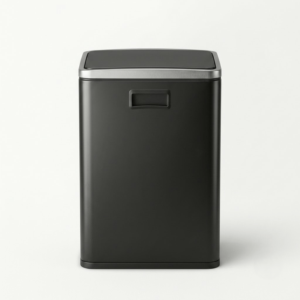 Poubelle cuisine 50L noire en acier – Design élégant et robuste