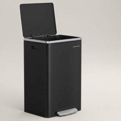 Poubelle cuisine 50L noire en acier – Design élégant et robuste