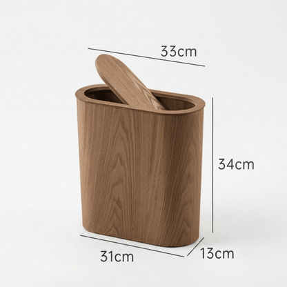 Poubelle Cuisine Design en Bois Rectangulaire avec Couvercle Basculant