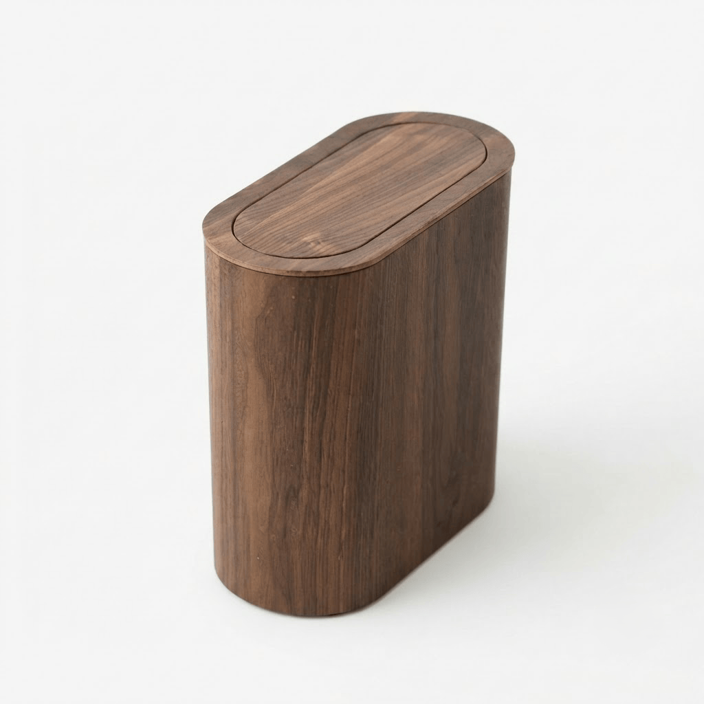 Poubelle Cuisine Design en Bois Rectangulaire avec Couvercle Basculant