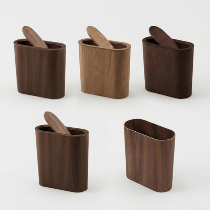 Poubelle Cuisine Design en Bois Rectangulaire avec Couvercle Basculant