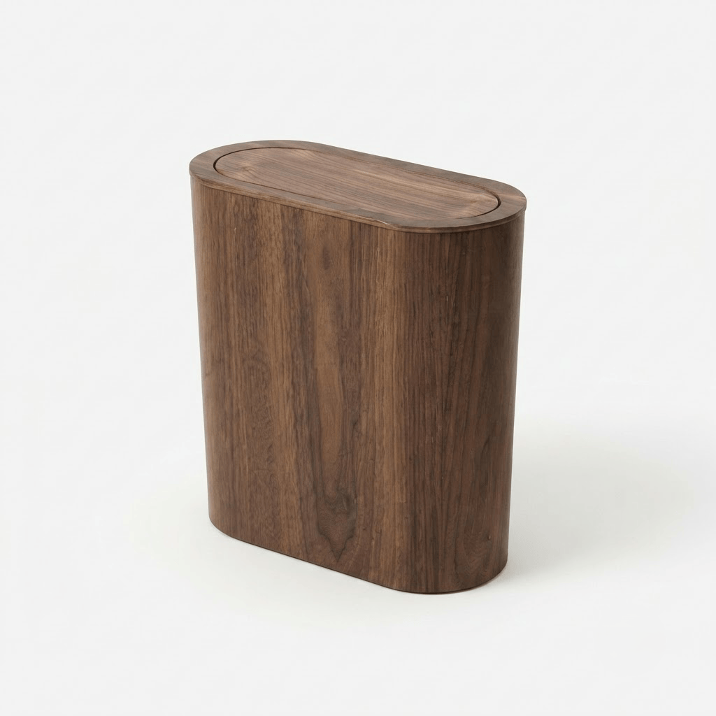 Poubelle Cuisine Design en Bois Rectangulaire avec Couvercle Basculant