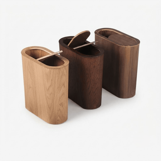 Poubelle Cuisine Design en Bois Rectangulaire avec Couvercle Basculant