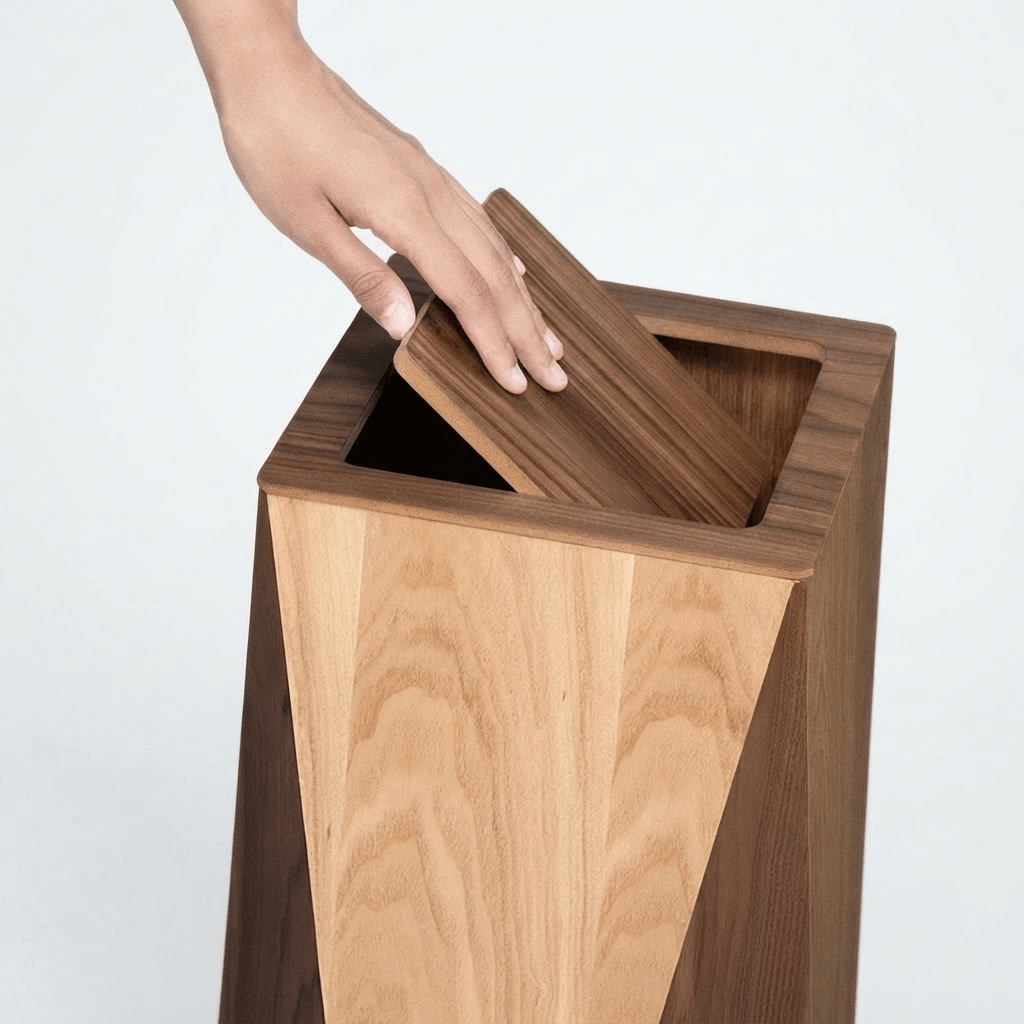Poubelle Cuisine Design en Bois – Style Nordique Rectangulaire