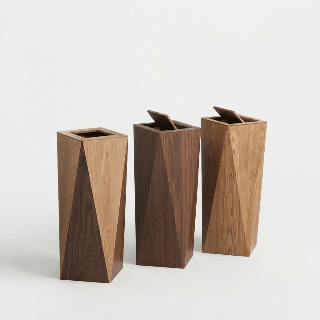 Poubelle Cuisine Design en Bois – Style Nordique Rectangulaire