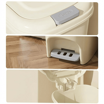Poubelle de Cuisine Design Rectangulaire à Pédale Blanche