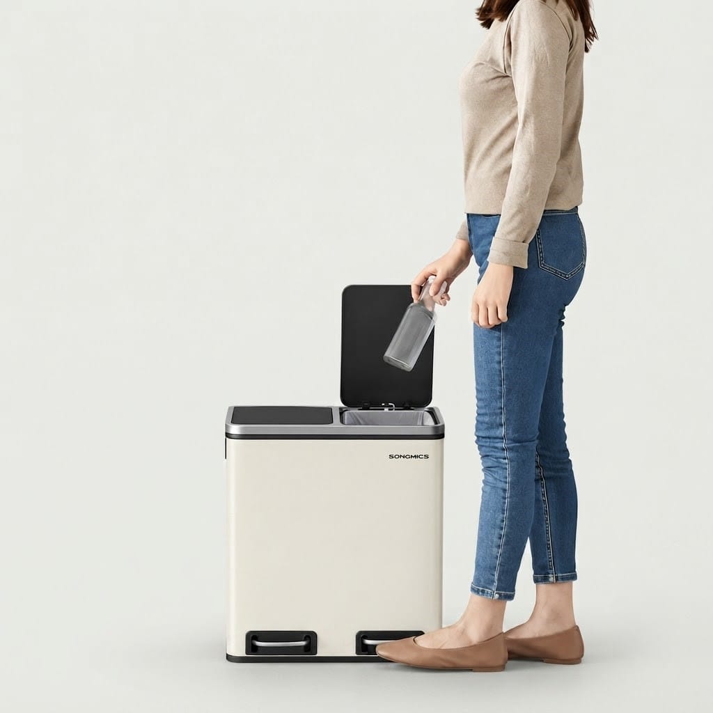 Poubelle de tri cuisine 2 compartiments 30L – Acier design