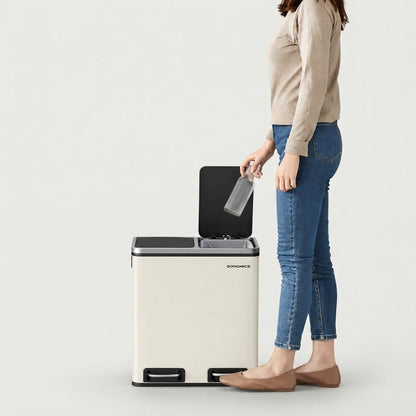 Poubelle de tri cuisine 2 compartiments 30L – Acier design