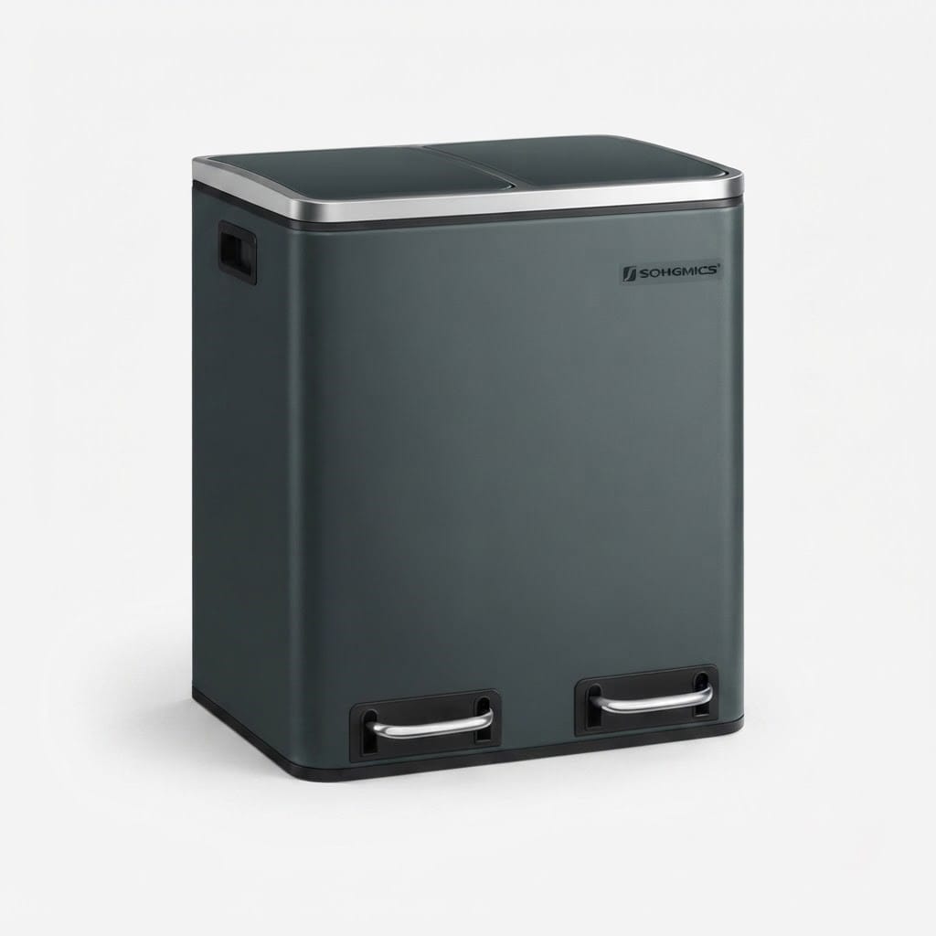 Poubelle de tri cuisine 2 compartiments 30L – Acier design