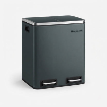 Poubelle de tri cuisine 2 compartiments 30L – Acier design