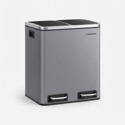 Poubelle de tri cuisine 2 compartiments 30L – Acier design