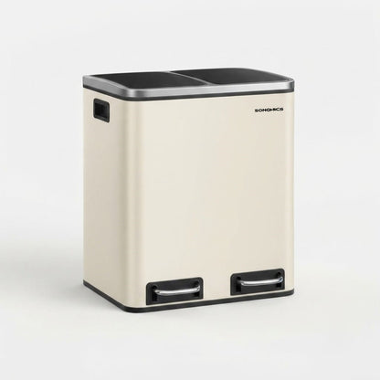 Poubelle de tri cuisine 2 compartiments 30L – Acier design