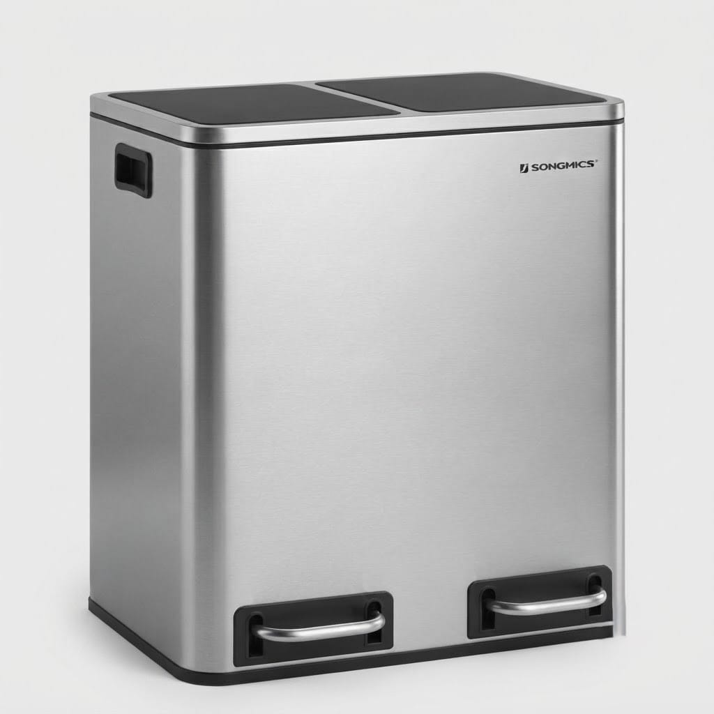 Poubelle de tri cuisine 2 compartiments 30L – Acier design