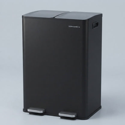 Poubelle double compartiment 60L en acier inoxydable – Tri sélectif design