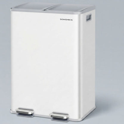 Poubelle double compartiment 60L en acier inoxydable – Tri sélectif design