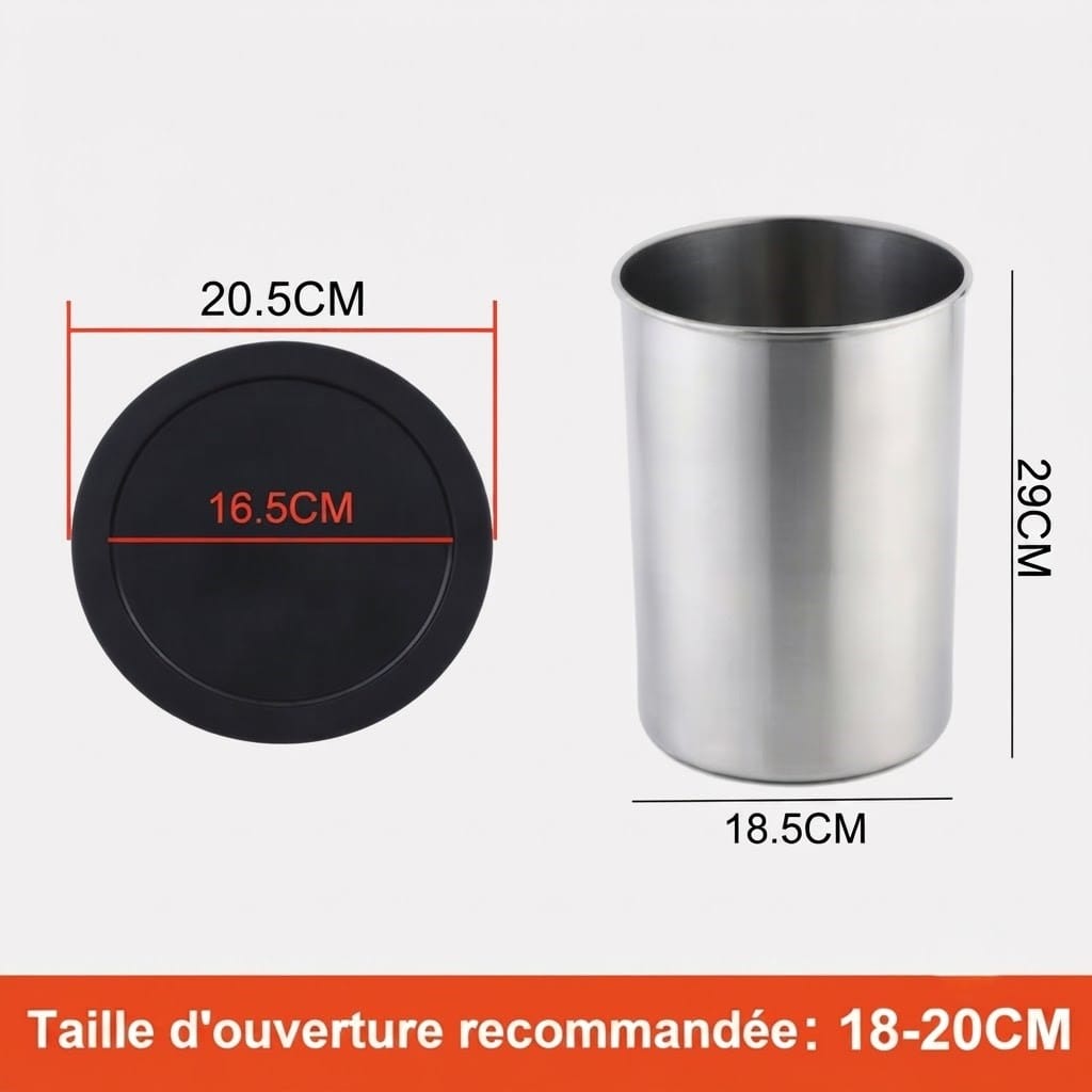 Poubelle encastrable ronde en inox pour plan de travail