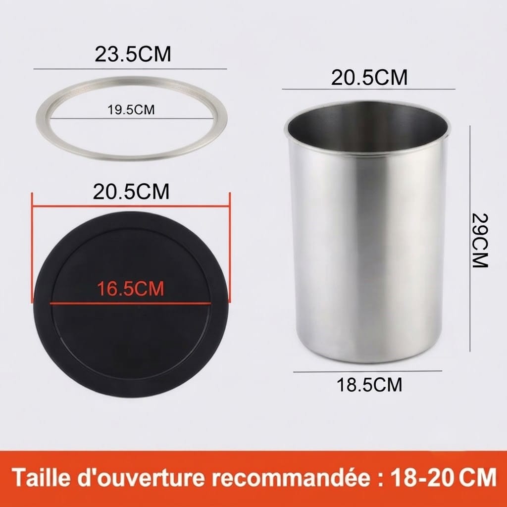 Poubelle encastrable ronde en inox pour plan de travail