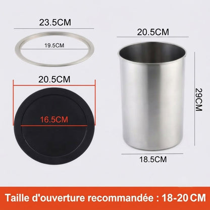 Poubelle encastrable ronde en inox pour plan de travail