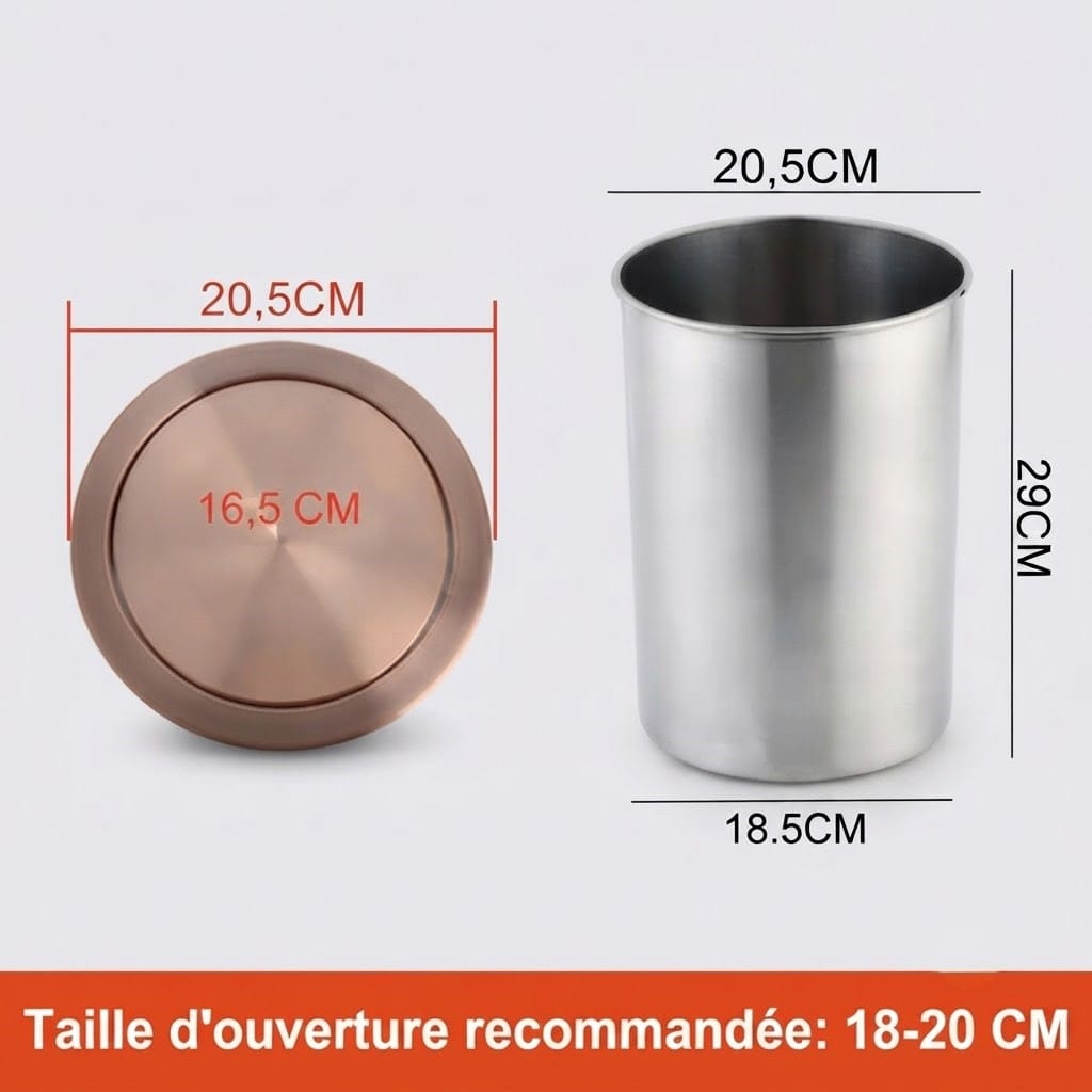 Poubelle encastrable ronde en inox pour plan de travail
