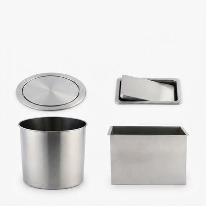 Poubelle encastrable ronde en inox pour plan de travail