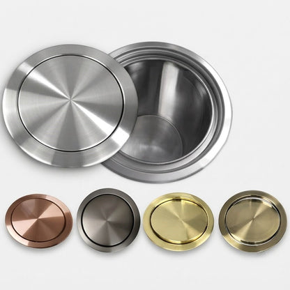 Poubelle encastrable ronde en inox pour plan de travail