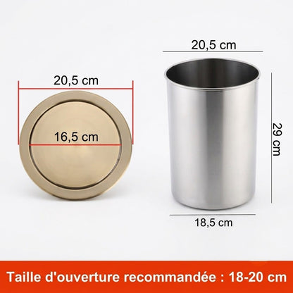 Poubelle encastrable ronde en inox pour plan de travail