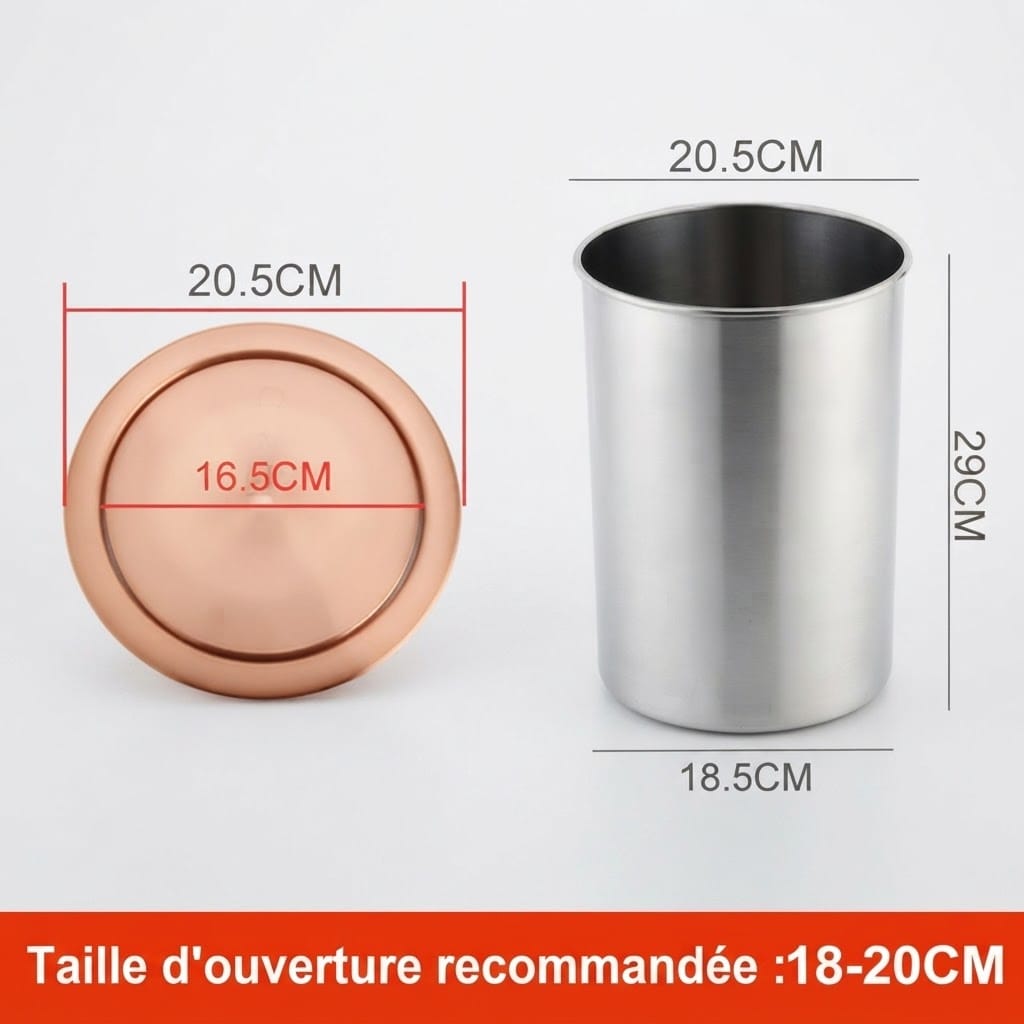 Poubelle encastrable ronde en inox pour plan de travail
