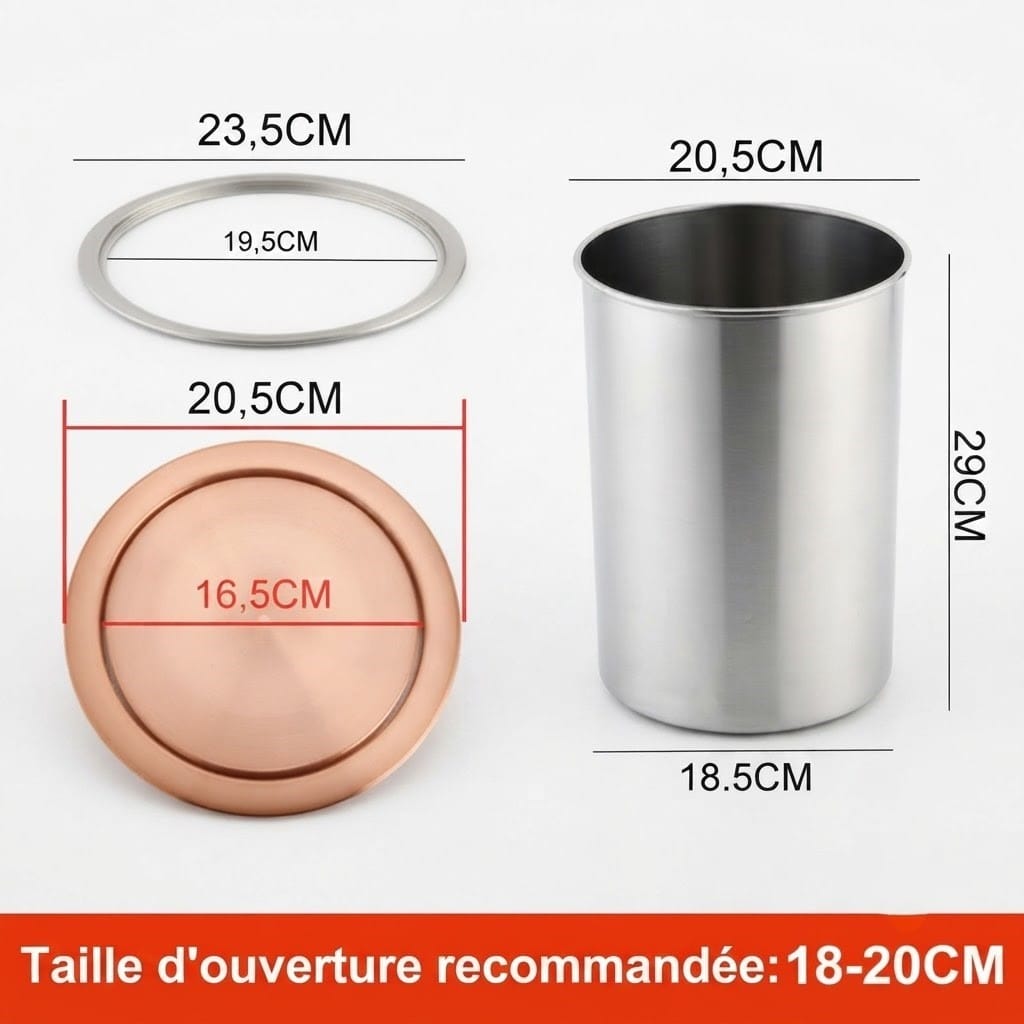 Poubelle encastrable ronde en inox pour plan de travail
