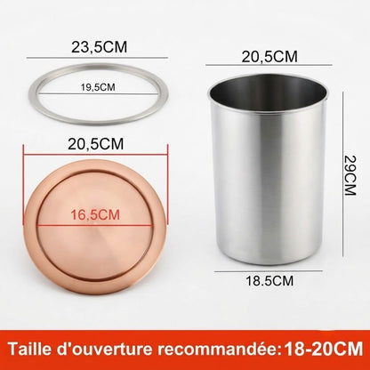 Poubelle encastrable ronde en inox pour plan de travail