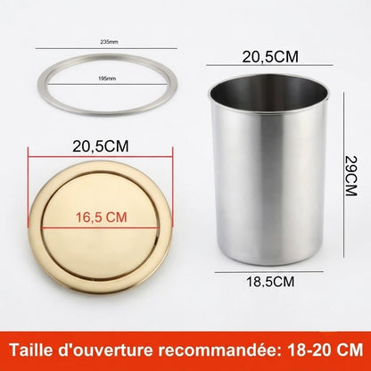 Poubelle encastrable ronde en inox pour plan de travail