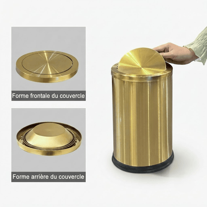 Poubelle Salle de Bain Design 9L - Acier Inoxydable à Couvercle Pivotant