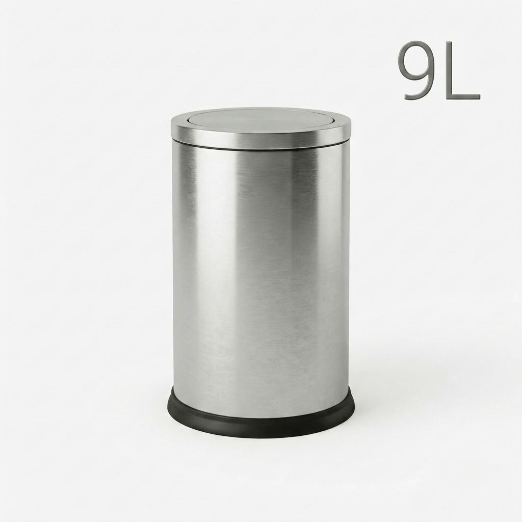 Poubelle Salle de Bain Design 9L - Acier Inoxydable à Couvercle Pivotant