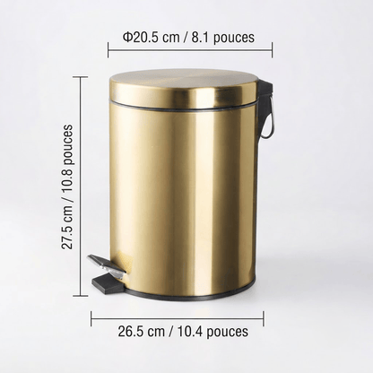 Poubelle Salle de Bain Design en Inox Doré 5L - Élégance et Hygiène