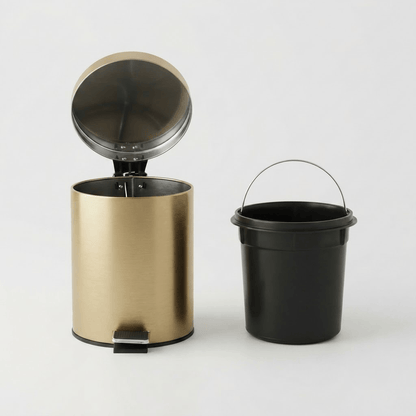 Poubelle Salle de Bain Design en Inox Doré 5L - Élégance et Hygiène