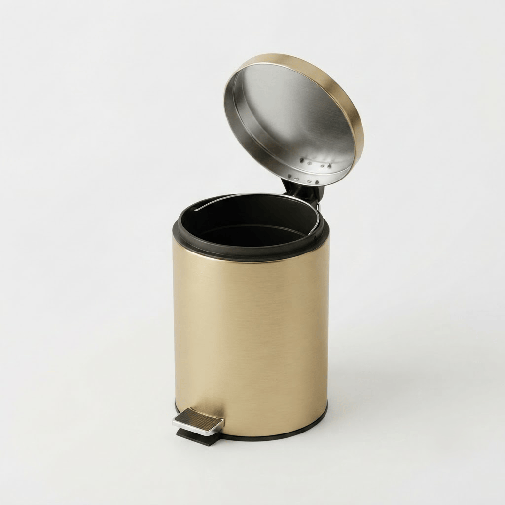 Poubelle Salle de Bain Design en Inox Doré 5L - Élégance et Hygiène