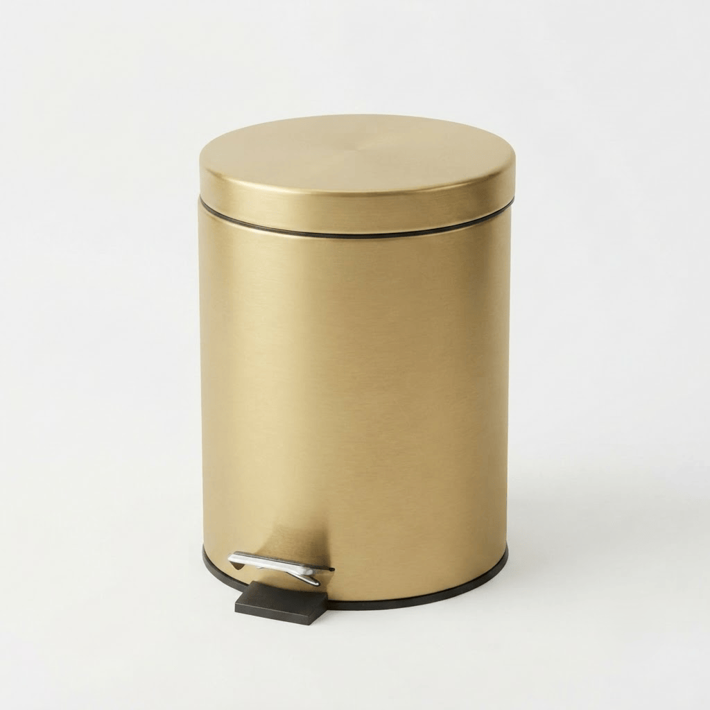 Poubelle Salle de Bain Design en Inox Doré 5L - Élégance et Hygiène