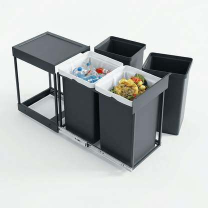 Poubelle sous évier coulissante 2x15L – Double compartiment de tri